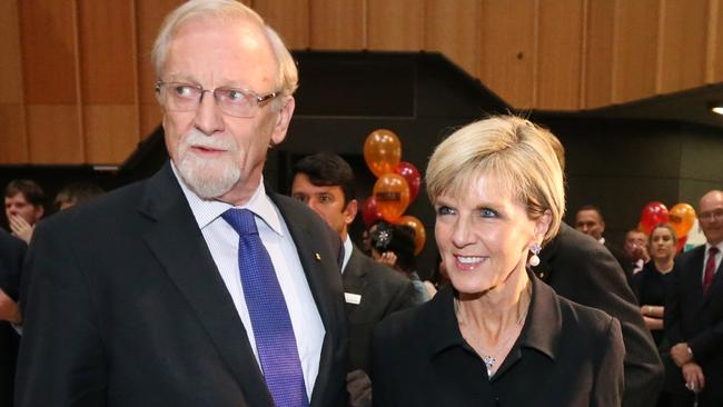 Former foreign minister and ANU Chancellor Gareth Evans, pictured with Minister for Foreign Affairs Julie Bishop, thinks Australia should go further.