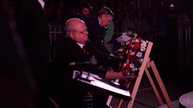 The 2014 ANZAC Day Dawn Service at Kings Park in Perth is attended by around 40,000 people. pictured - WA Governor Malcolm McCusker