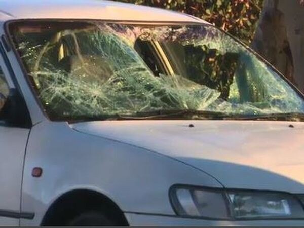 The window screen of the car was smashed in the tragic incident. Picture: 9 News