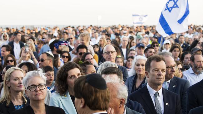 The vigil held in Sydney tonight at Rodney Reserve, Dover Heights for Israeli civilians who died in the Hamas terror attack. Picture: NCA NewsWIRE / Monique Harmer