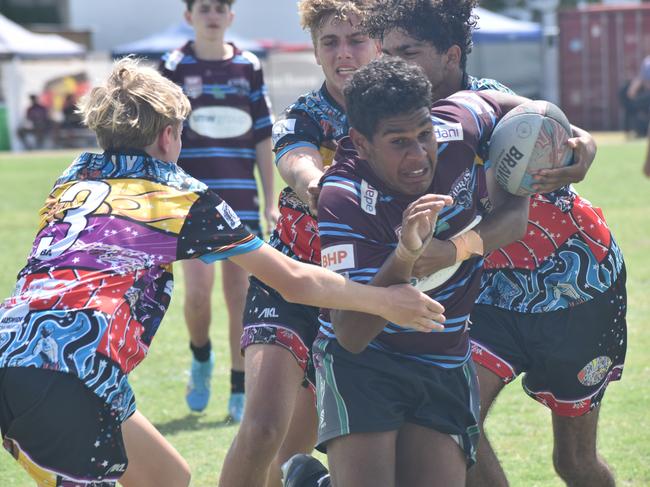 Warba Wangarunya Rugby League Carnival, under-15 boys, Black Magic versus DCYSI Barbarians, Saleyards Park, Rockhampton, January 19, 2024.