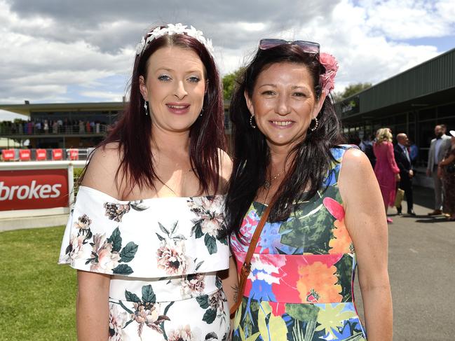 Ladbrokes Sale Cup. Racegoers are pictured attending Cup Day horse races at Sale Turf Club, Sunday 27th October 2024. Sarah Green and Frances Chambers. Picture: Andrew Batsch