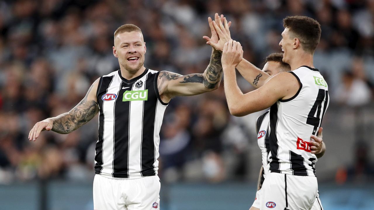 Jordan De Goey had a major say in his 100th game. Picture: Getty Images