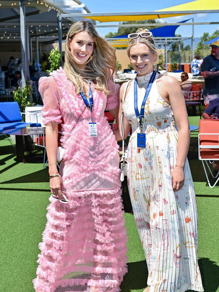 DECEMBER 7, 2024: Miss Universe finalist Lauren Walker and Erin Watson during the second day of the second test at Adelaide Oval. Picture: Brenton Edwards