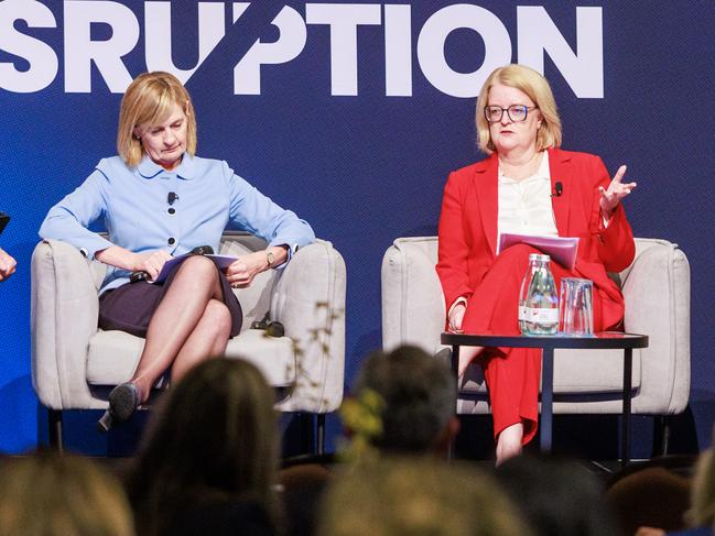 21/11/2023  ASIC deputy chair Sarah Court, Monash Business School senior deputy dean, Professor Michelle Welsh and former CBA group general council, Carmel Mulhern during the ASIC annual forum at the Sofitel in Melbourne. Aaron Francis / The Australian