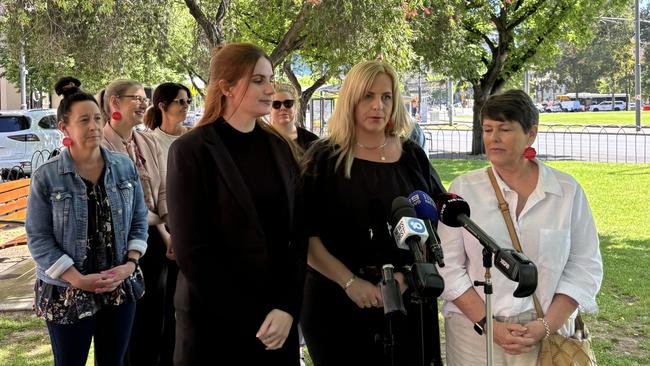 Victims of Jason Hagon gather outside court after he is sentenced.