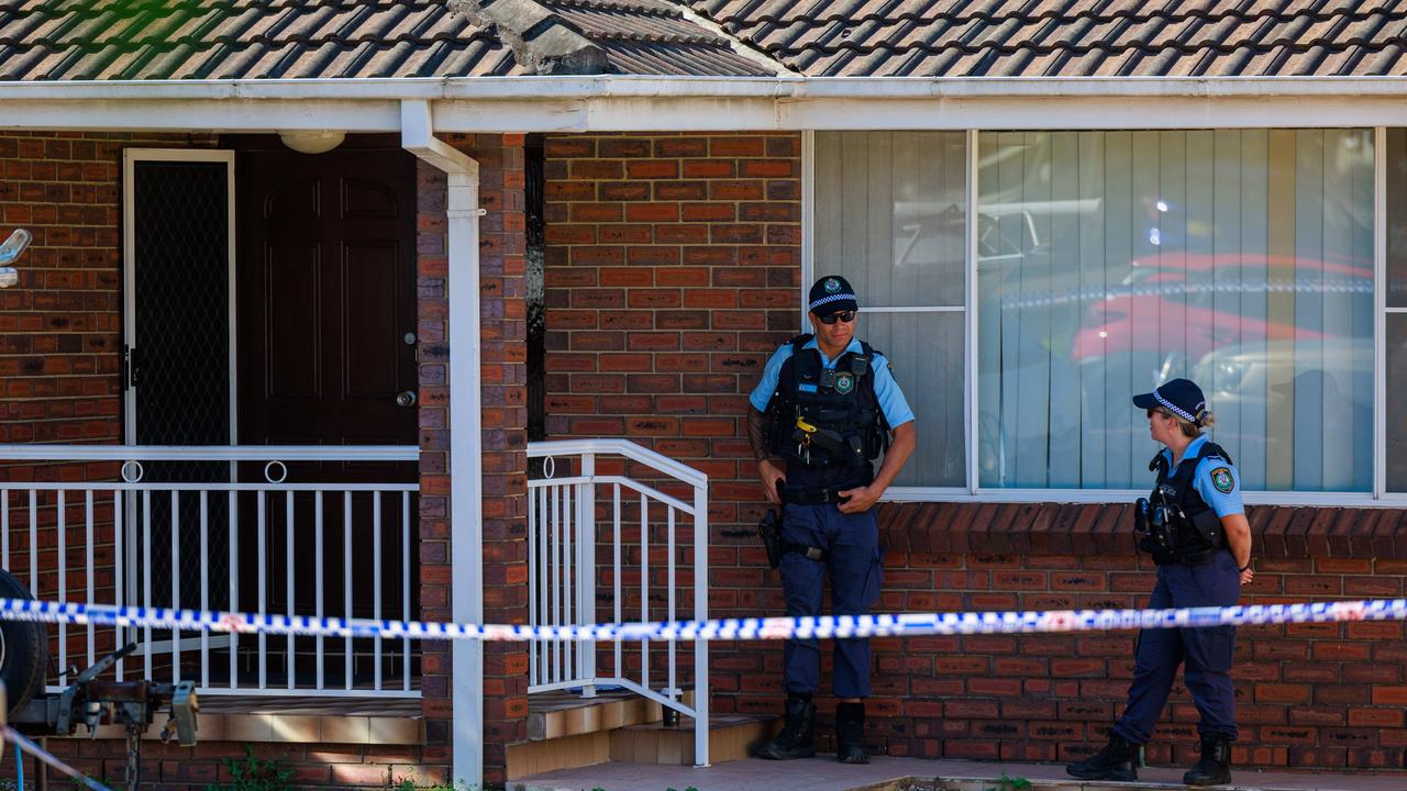 Police roped off the home after the incident. Picture: Justin Lloyd.