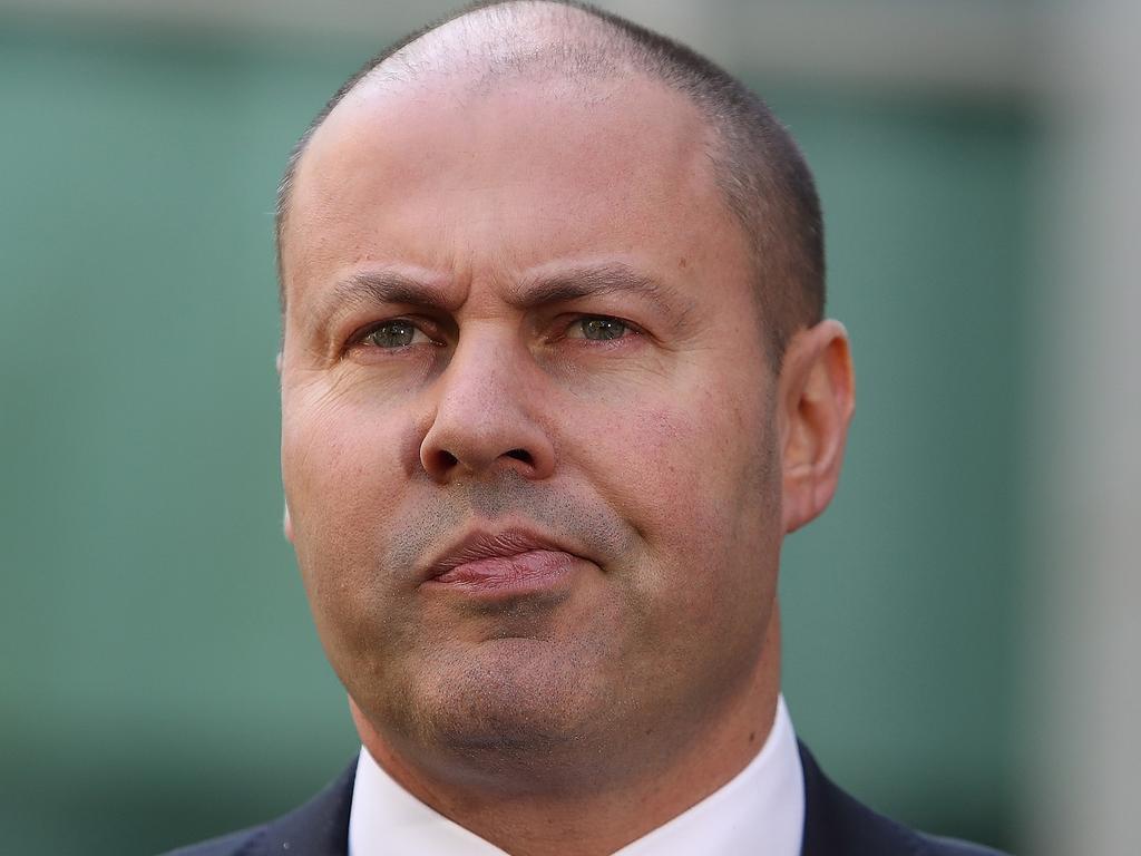 Treasurer Josh Frydenberg holding a press conference at Parliament House in Canberra. Picture Kym Smith