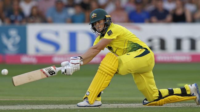 Meg Lanning plays a shot during the England versus Australia IT20 match. Picture: Henry Browne/Getty