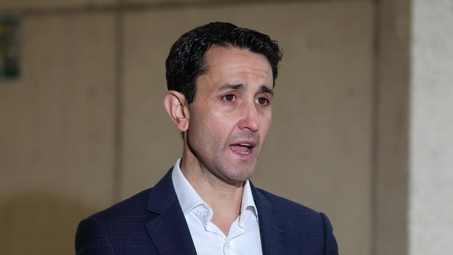 Leader of the Opposition David Crisafulli during a news conference at Parliament House, Brisbane. Picture: Liam Kidston