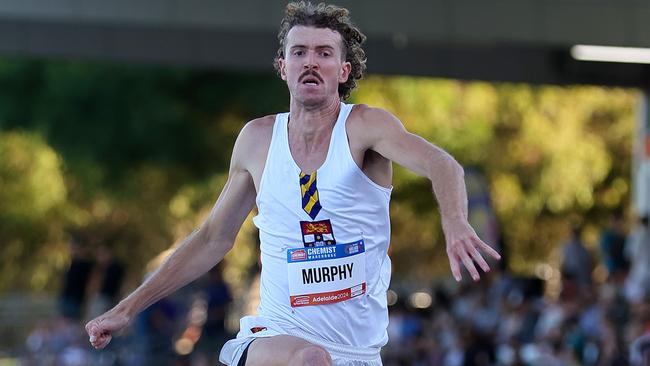 ADELAIDE, AUSTRALIA - FEBRUARY 10: Connor Murphy of Australia competes in theTriple jump during the 2024 Chemist Warehouse Adelaide Invitational at SA Athletics Stadium on February 10, 2024 in Adelaide, Australia. (Photo by Sarah Reed/Getty Images)