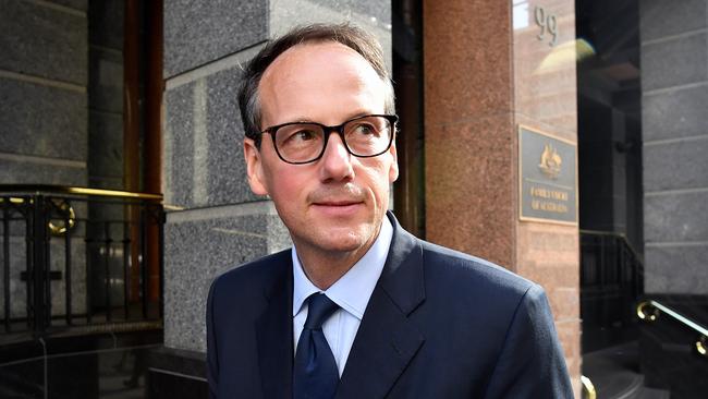 ASIC chairman James Shipton leaves the Royal Commission into Misconduct in the Banking, Superannuation and Financial Services Industry in Sydney earlier today. Picture: AAP