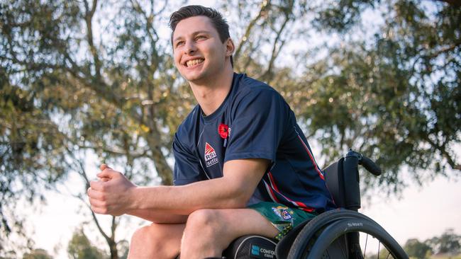 Rye Shawcroft became the first Aussie to complete a Tough Mudder competition in wheelchair. Picture: Jason Edwards