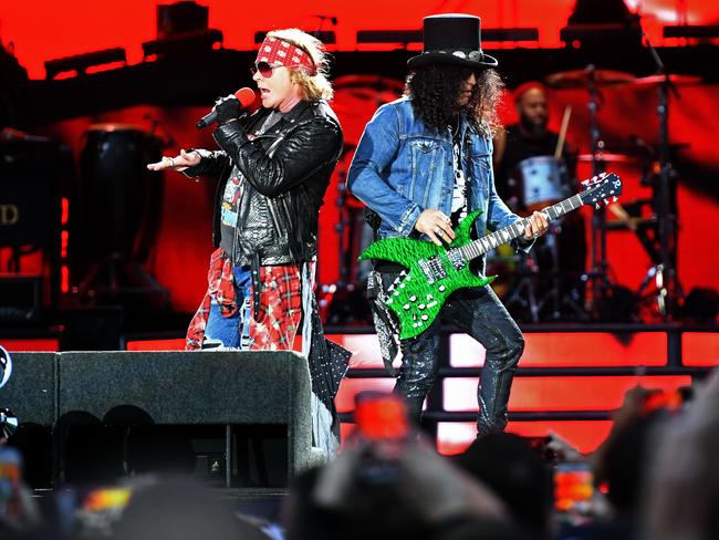 They’ve come close but there’s been no onstage clash between Slash and Axl. Picture: Tom Huntley