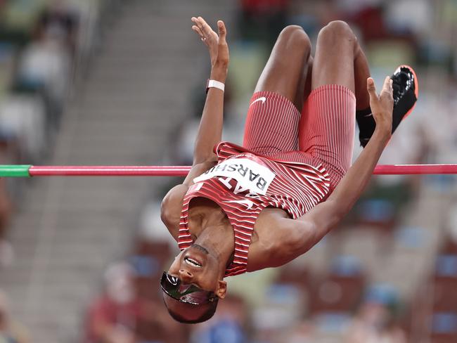 Barshim was happy to share. Picture: Cameron Spencer/Getty Images