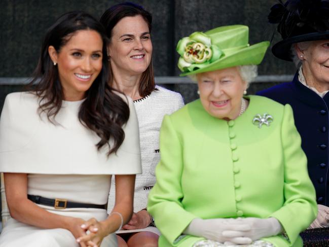 Meghan, Duchess of Sussex and Queen Elizabeth II (accompanied by Samantha Cohen). Picture: Max Mumby/Indigo/Getty Images