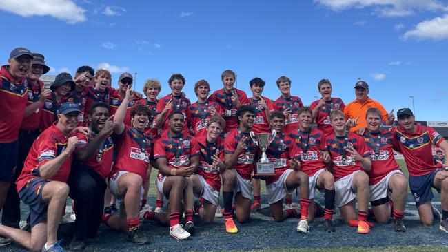 Columba Catholic College became state champions in the NRL Trophy final with a 26-14 grand final victory over Hervey Bay’s Xavier Catholic College. Picture: Supplied.