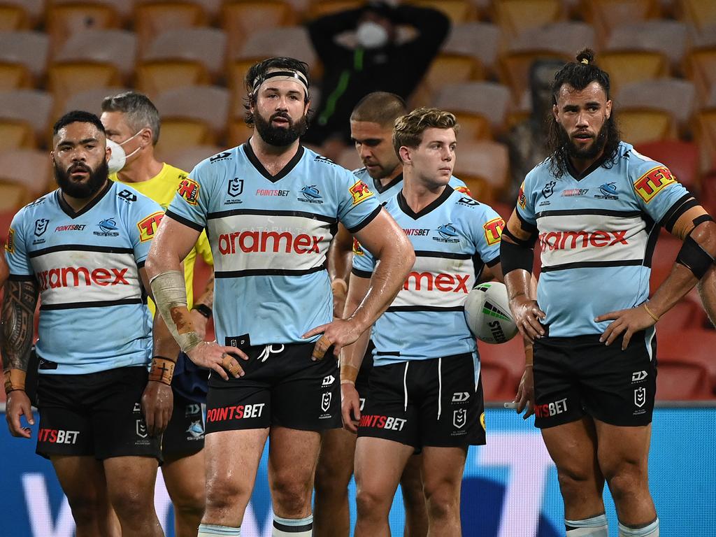 The Sharks are holding on to a spot in the top eight by the skin of their teeth. Image: Grant Trouville/NRL Images