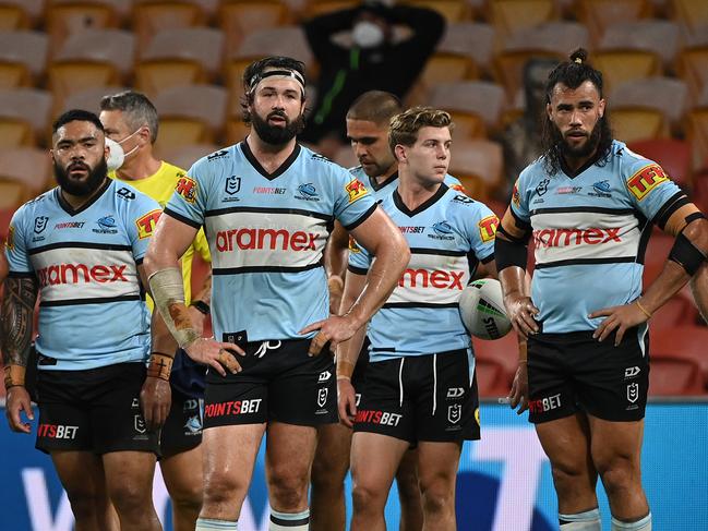 The Sharks are holding on to a spot in the top eight by the skin of their teeth. Image: Grant Trouville/NRL Images