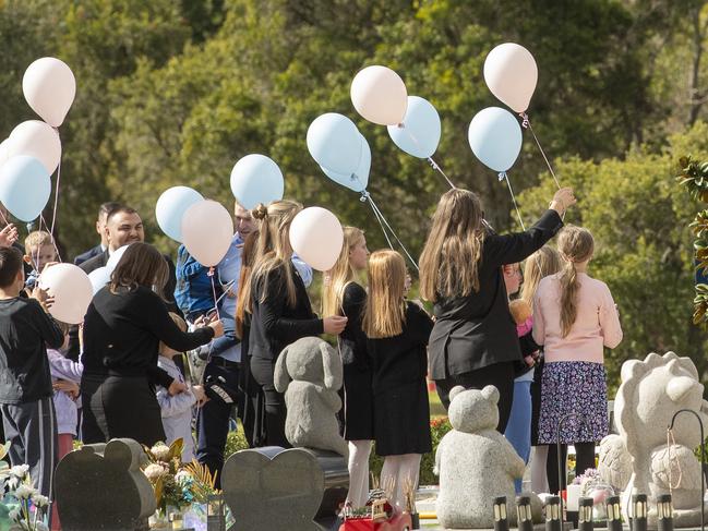 The moving funeral service for the three children.. Picture: Jeremy Piper