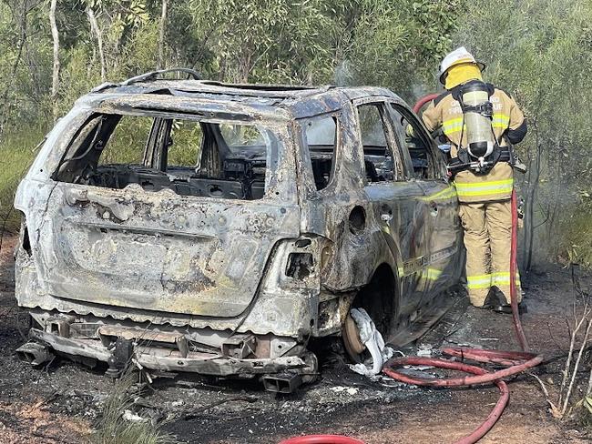 Emergency crews extinguished a vehicle that was on fire at Jochheims Rd in Bowen on Tuesday, April 23, 2024. Picture: Estelle Sanchez