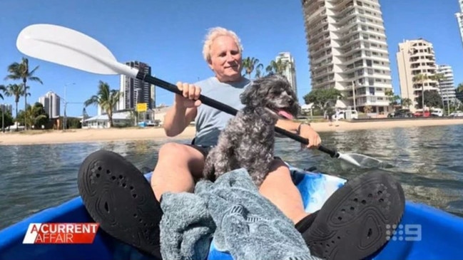 Retiree John who said he was fined $806 for walking his dog from his van to kayak at Budds Beach without putting it on a lead. Picture: A Current Affair.