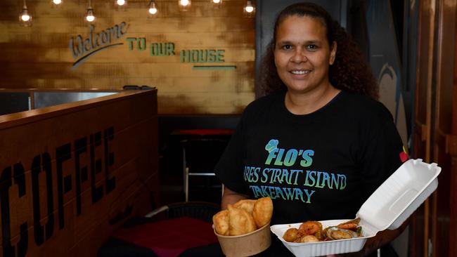 TASTE: Seafood Boil. Florrie Schwartz with traditional Torres Strait scones and a seafood boil. Picture: Evan Morgan