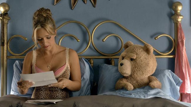 Lots of laughs ... Jessica Barth, and the character Ted, voiced by Seth MacFarlane. Picture: Universal Pictures via AP