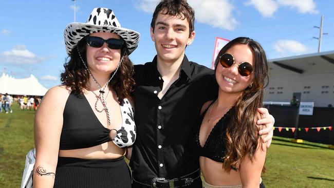 Monique Sparks, Charlie Vrankovic and Kaylee San Gabriel at Groovin the Moo, Sunshine Coast 2023. Picture: Patrick Woods.