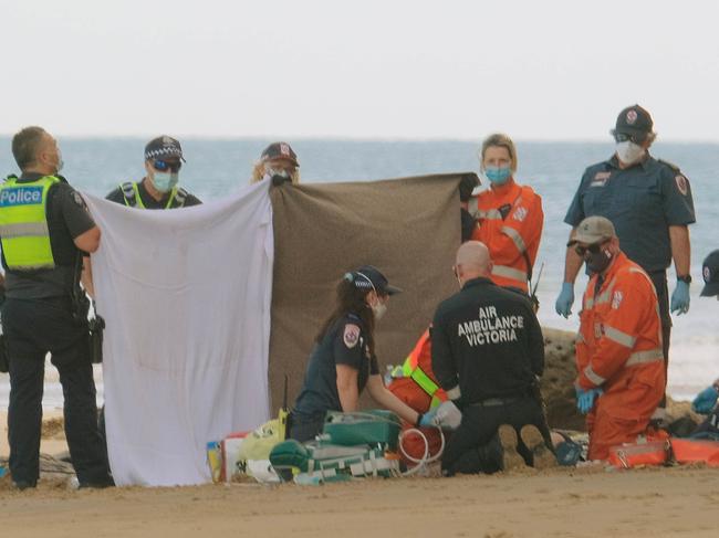 Cliff collapse at Bells Beach incident. Four seriously injured. Picture: Mark Wilson