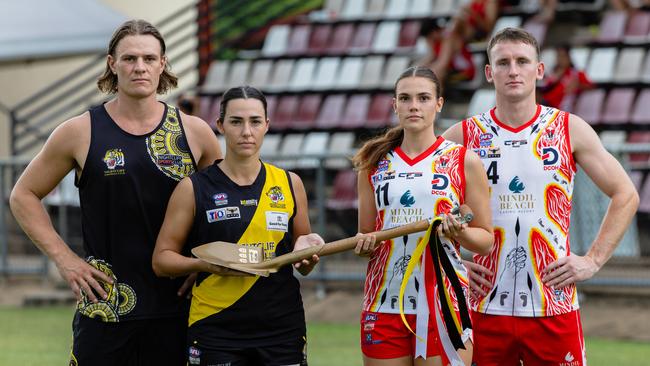 Nightcliff's Christy Landwehr and Kyle Fitzgerald and Waratah's Tanner Lovell and Lily Tatsula to play for the Golden Shovel in the NTFL 2024-25 edition of the Battle of the Beaches. Picture: Pema Tamang Pakhrin