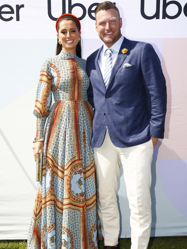 Brittany and Sam Groth arrive at Lexus Melbourne Cup Day. Picture: Sam Tabone/Getty Images for Uber