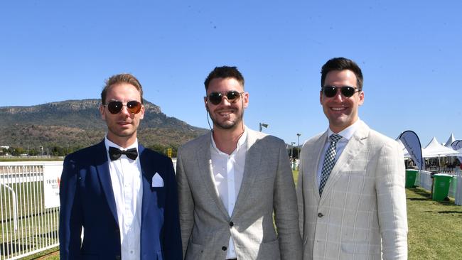 Ladies Day socials at Cluden. Dion Assenbruck, Steve Pozzebon and Matteo Sandona. Picture: Evan Morgan