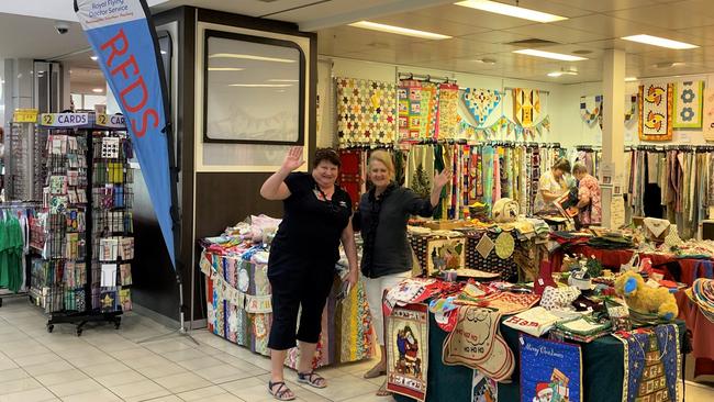 Members of the Royal Flying Doctor Service Queensland Section Rockhampton Voluntary Auxiliary at their Northside Plaza pop-up shop.