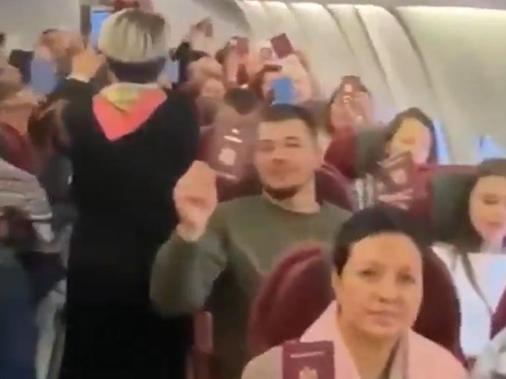 Vision shared by a Ukrainian newspaper purports to show Moldovan expats being flown home on a chartered flight to cast a vote in the country's crucial election.