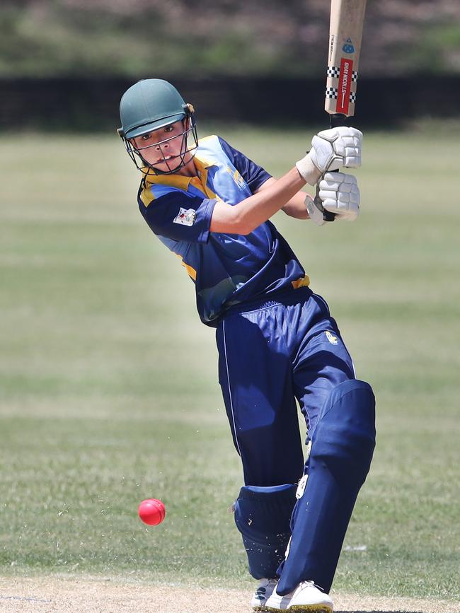 Taylor Waugh batting for the U14 Gold Coast Dolphins vs Sunshine Coast. Picture Glenn Hampson