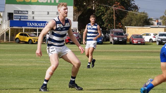 South Mildura ruckman Tyler Curtis during his side's Sunraysia football clash with Ouyen United. Picture: Michael DiFabrizio