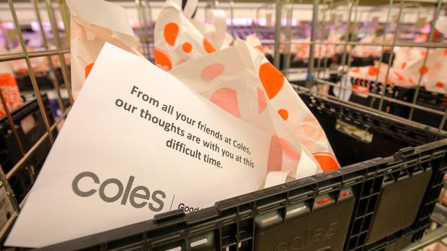 Coles has donated 2000 groceries boxes to residents. Picture: Martin Keep