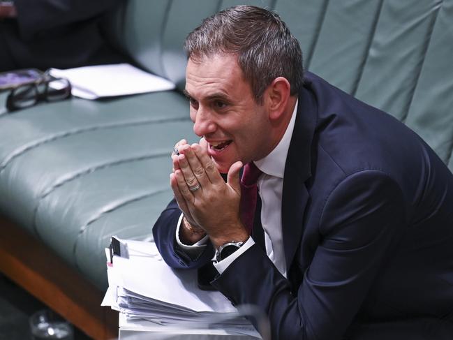 CANBERRA, AUSTRALIA - MARCH 30: Treasurer Jim Chalmers reacts during Question Time at Parliament House on March 30, 2023 in Canberra, Australia. (Photo by Martin Ollman/Getty Images)