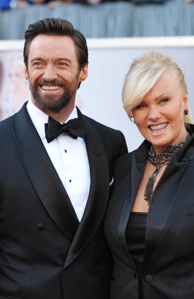 Hugh Jackman and Deborra-Lee Furness at the Oscars, 2013. Picture: AP