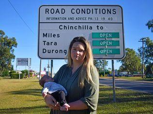 ROAD-SIDE BABY: Miles woman, Amanda Allen says she was ten minutes away from delivering her daughter Lacey on the side of the Warrego Highway. Picture: Kate McCormack