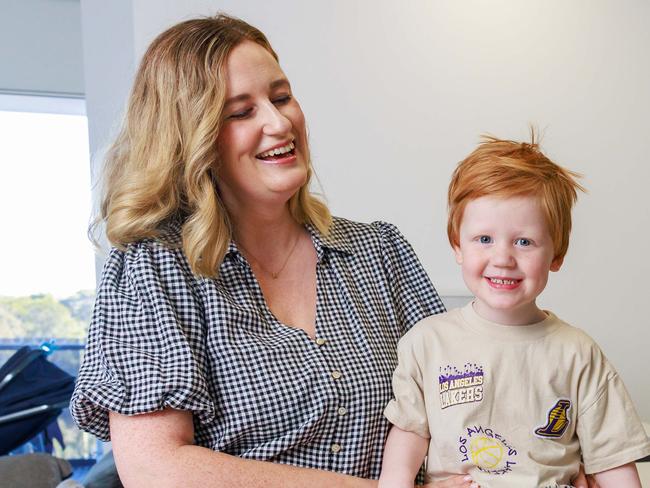 Daily Telegraph. 23, August, 2024.Laura Adams and Bernard Baird, with their children, Harlow, 3, and Jax, 7 months, in Pagewood today.They have recently purchased a property and was were able to purchase a property they fell in love with.Picture: Justin Lloyd.