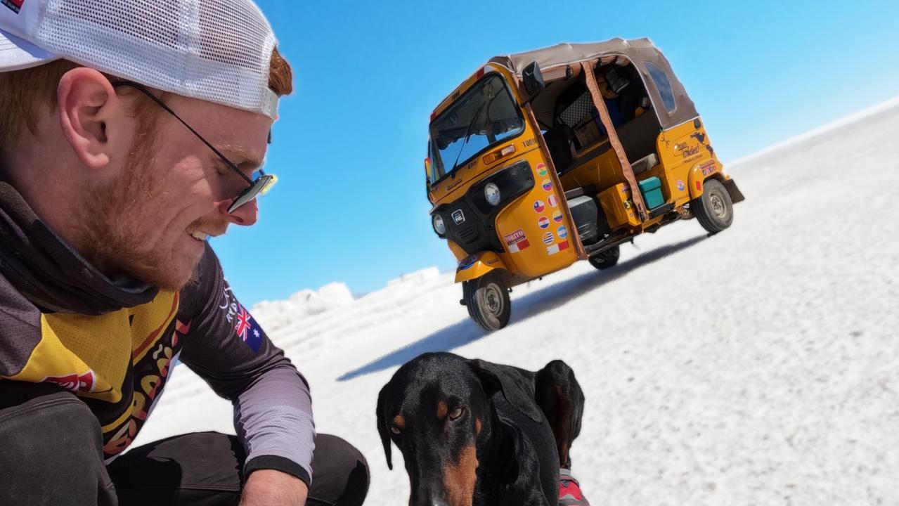 ‘It’s pretty hectic’: Disaster strikes Qld man on Tuk Tuk tour of Americas