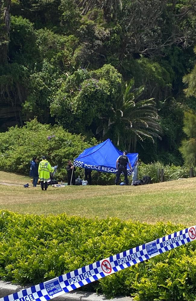 Police set up a forensics tent. Picture: Jack Evans/news.com.au