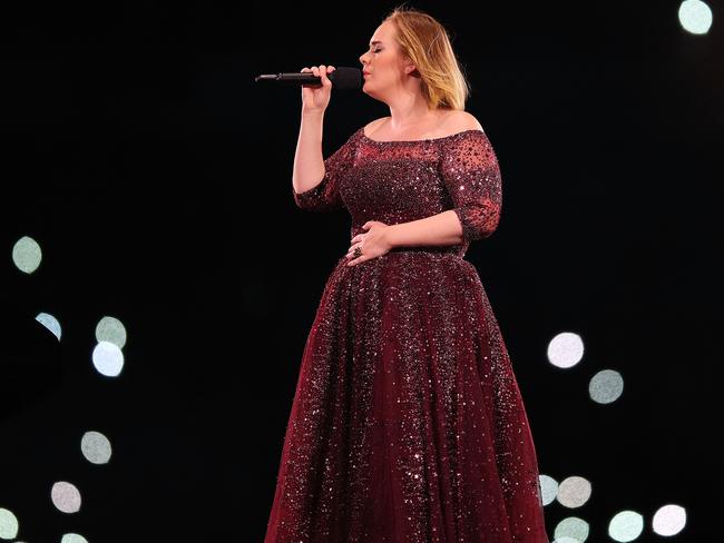 Adele performs at Etihad Stadium in Melbourne. Picture: Graham Denholm