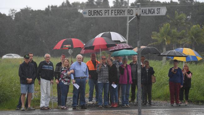 Burns Point Ferry Road residents have long raised concerns about the project. Some are pictured here back in 2020.