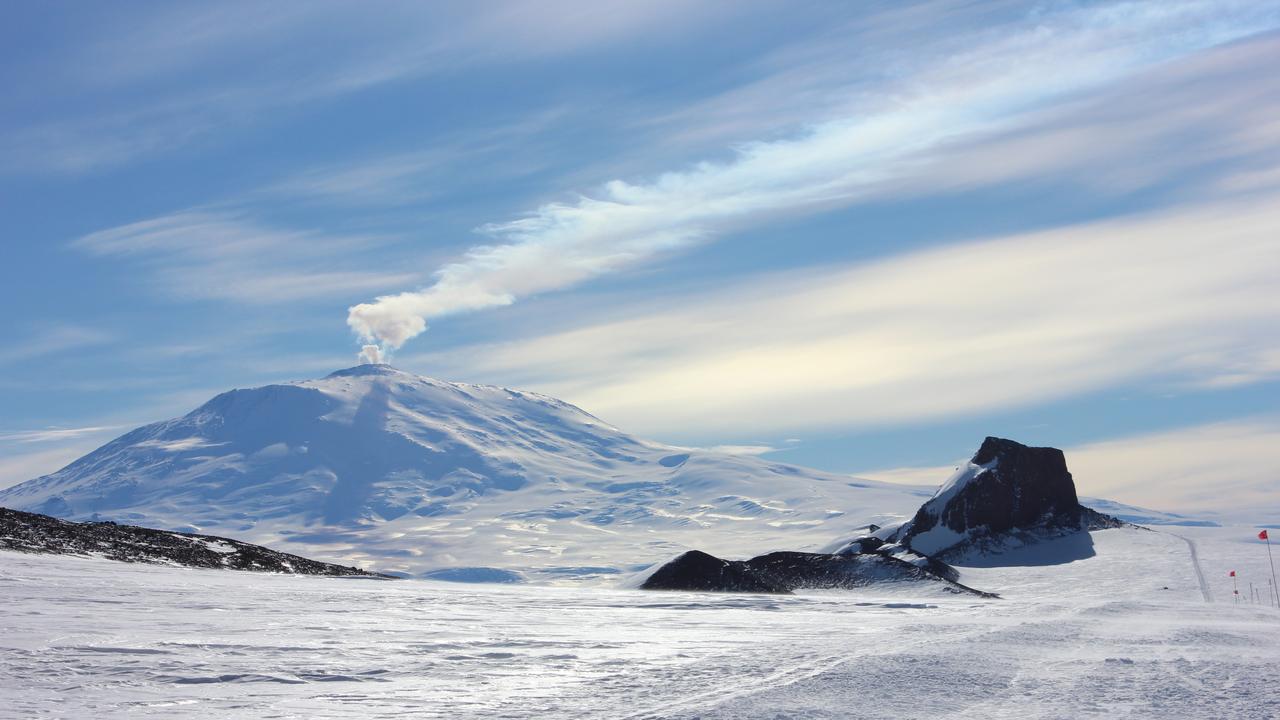 Smouldering Mt Erebus, the worlds most southern active volcano. Picture: iStock