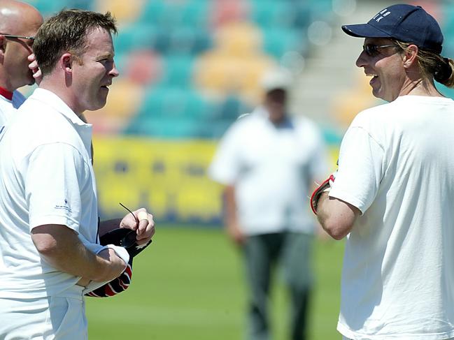 Health Cancer Fundraising Cricket politicians versus media Will Hodgman and Nick McKim celebrate a journalists fallen wicket