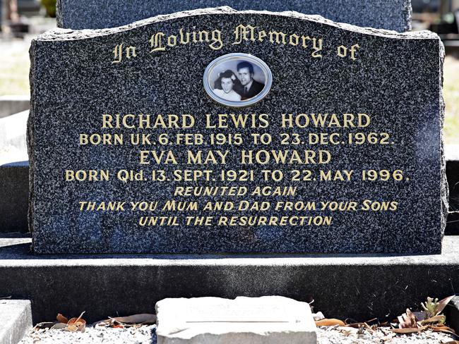 The grave of Michael’s parents at Mona Vale Cemetery, inscribed with the words “Thank you mum and dad from your sons”. Picture: Adam Yip