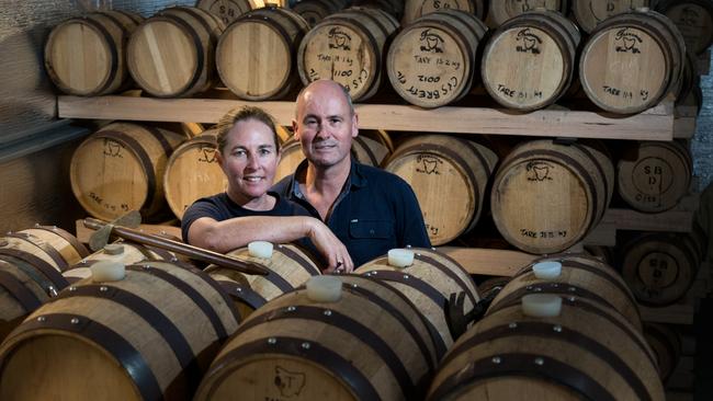 Suzy and Cam Brett, owners of Spring Bay Distillery, on Tasmania’s East Coast. Picture: Peter Mathew